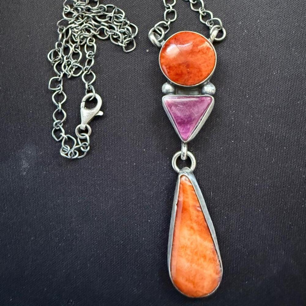 Native handmade sterling silver spiny necklace